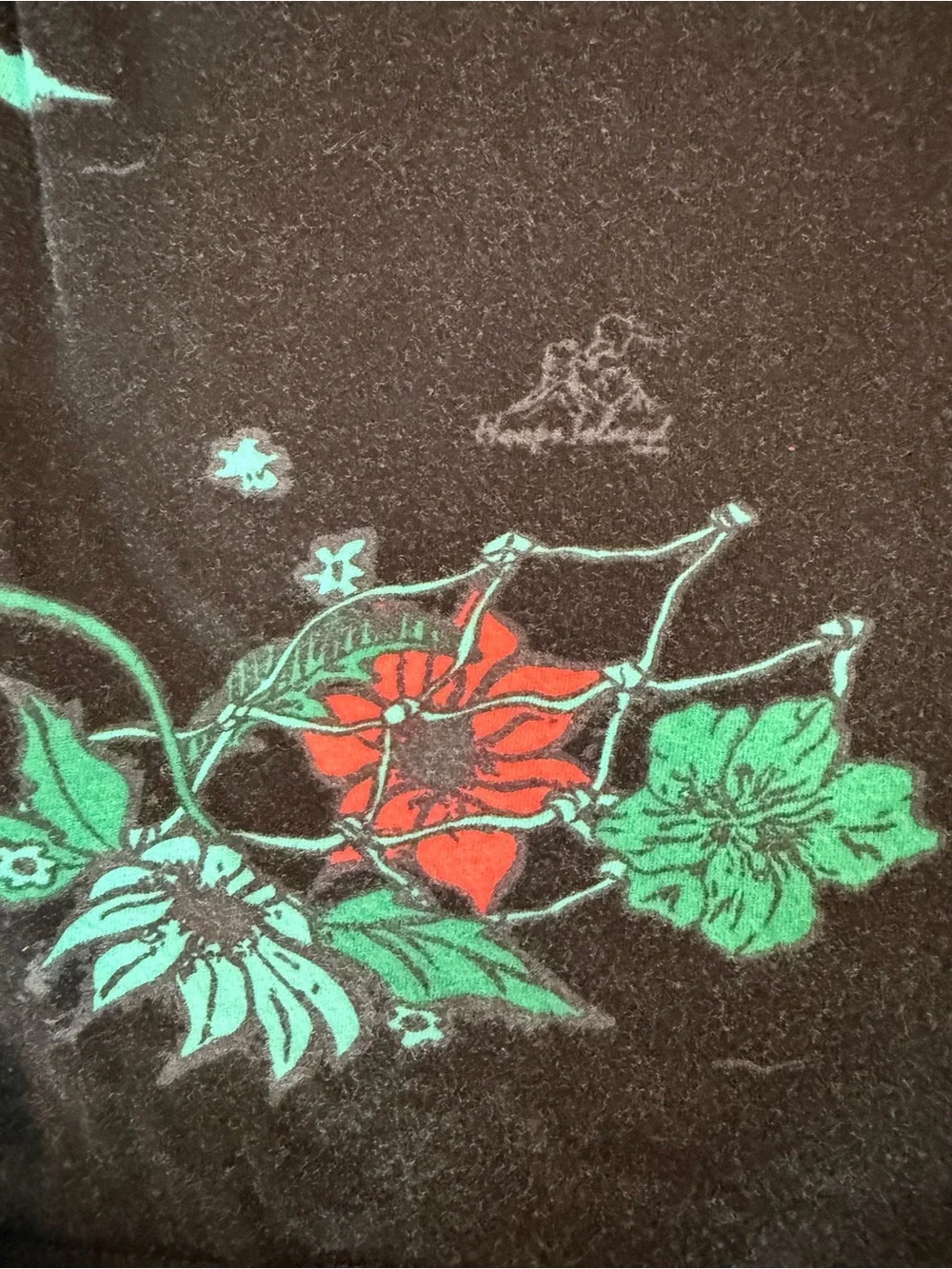 Nike Black Short Sleeve Tee with Red & Green Floral Print